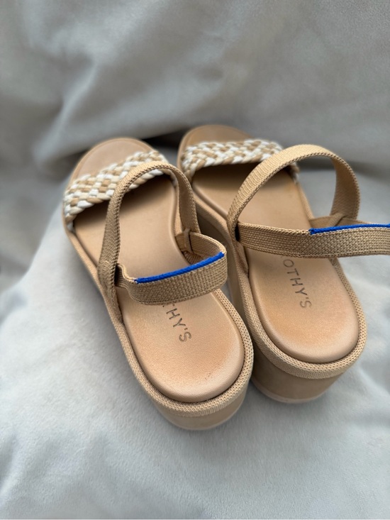 Rothy's Shoes - Rothy's Women’s Tan Braided Strap Sandals with Blue Accent